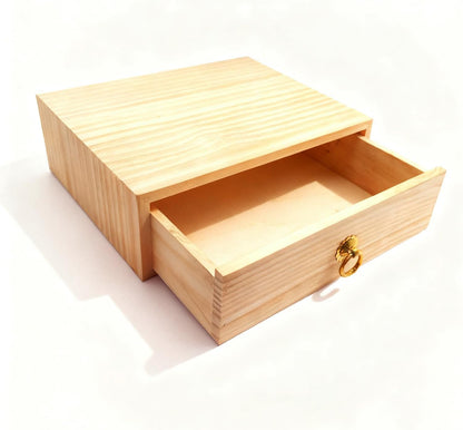 Natural Wooden Storage Box Desk Drawer Single Cabinet Organizer