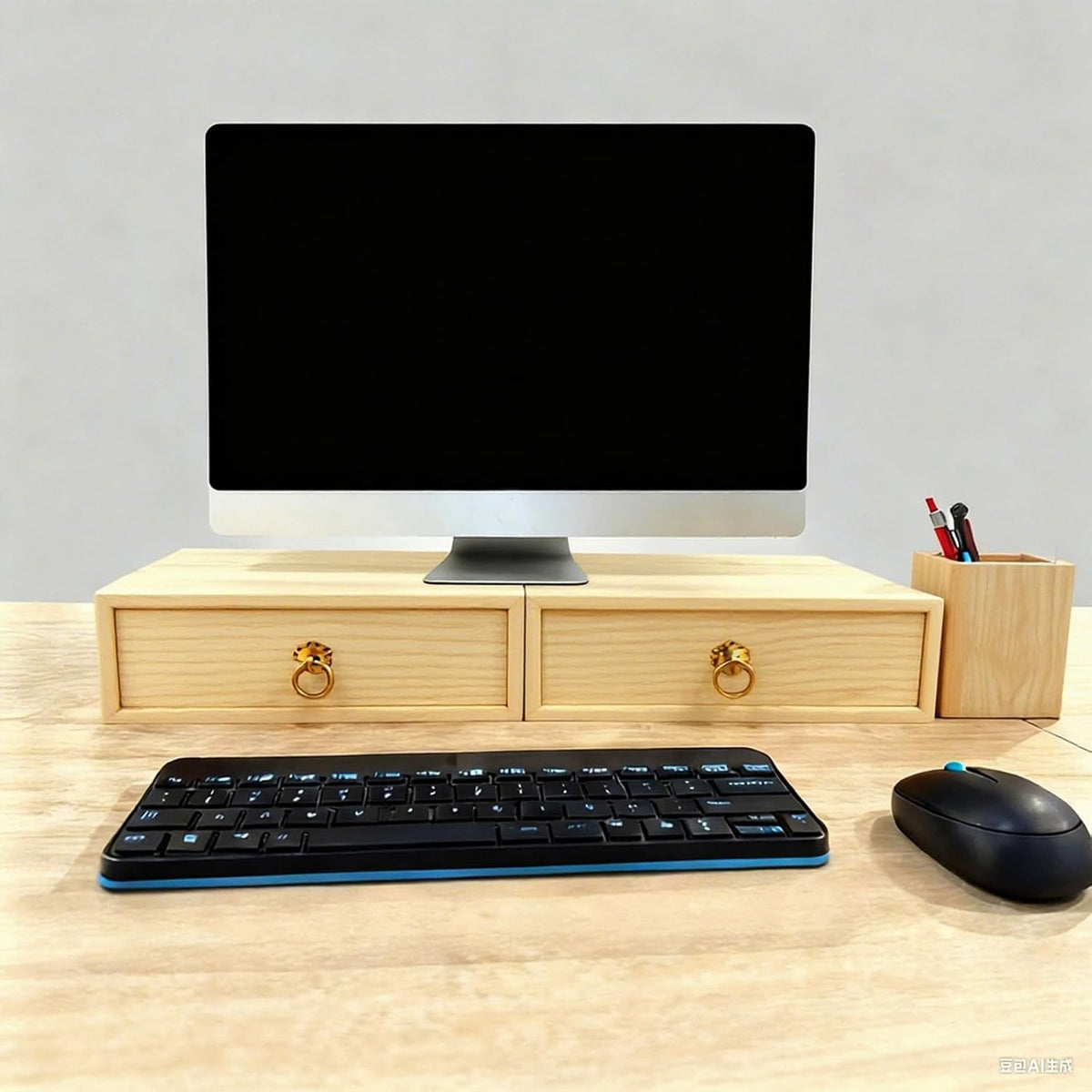 Natural Wooden Storage Box Desk Drawer Single Cabinet Organizer