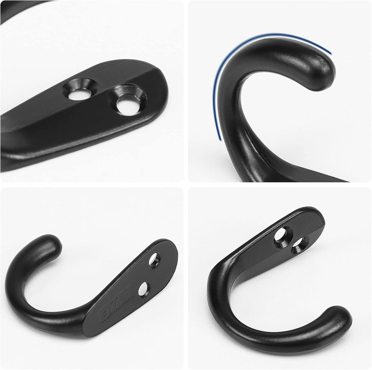 NearMoon Coat Hooks Wall Mounted - Heavy Duty Metal Single Prong Robe Hanger Rustproof Wall Hooks for Towel Hat Key Bag on Bathroom, Kitchen, Livingroom(10 Pack, Matte Black)