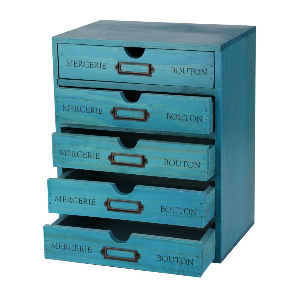 Small Wooden Drawers Wooden Box with Drawer, Black 5 Wood Drawer