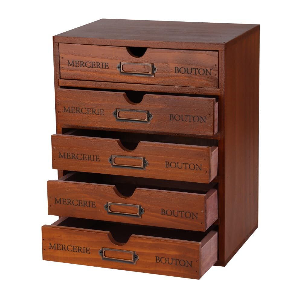 Small Wooden Drawers Wooden Box with Drawer, Black 5 Wood Drawer
