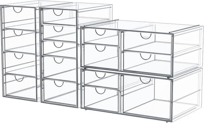 caktraie Acrylic16-Drawer Storage & Makeup Organizer for Desk