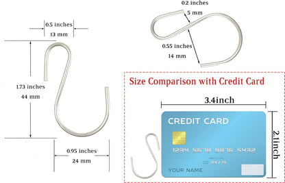 Yikla S Hooks for Hanging Plants, Clothes, S Shaped Hooks Made of Stainless Steel, Heavy Duty S-Hooks, 20 Pack