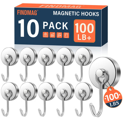 FINDMAG Magnetic Hooks for Cruise Cabins, 6 Pack, 30 LB+, Black