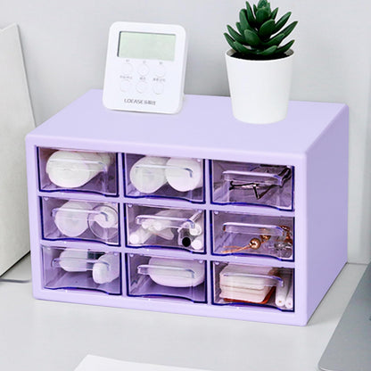 Desk Storage Organizer with 9 Drawers, MYKASEN Clear Plastic Storage Cabinet, Stackable Desk Storage Box for Makeup Office Craft Hardware Art Supplies, 9.8x6.3x5.9inch(White)