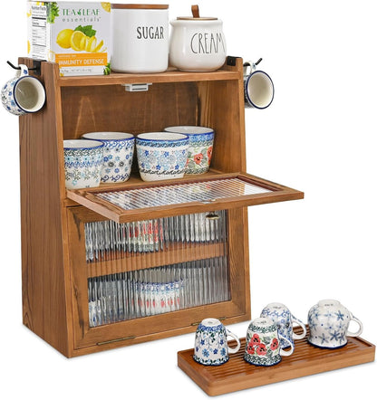 Ikee Design Wood 2-Tier Cabinet with Airflow Drying Tray
