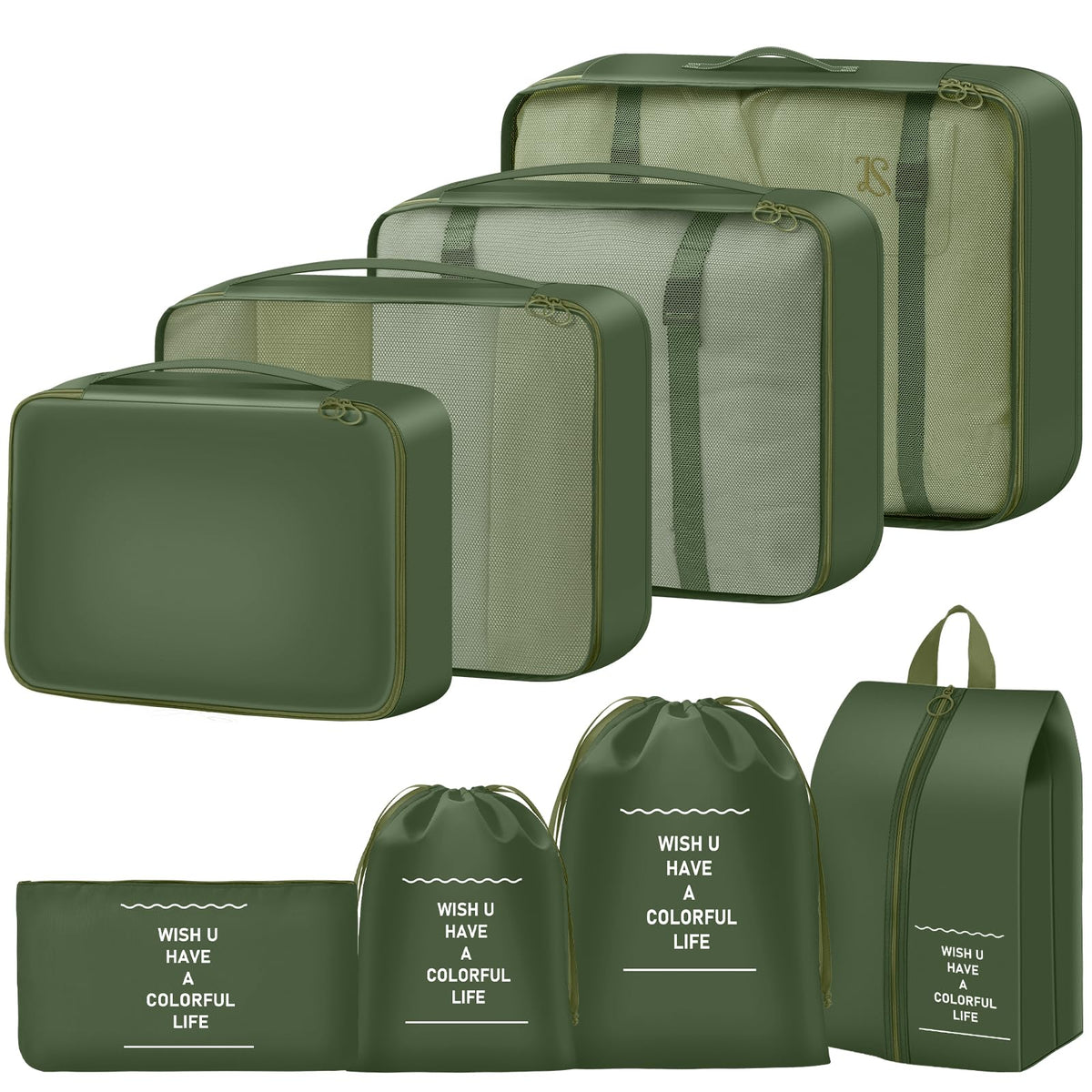 Packing Cubes for Travel - 8 Set Luggage Organizer Bags for Family, Mesh Breathable Packing Cubes for Suitcases Durable Travel Essentials Bags Set