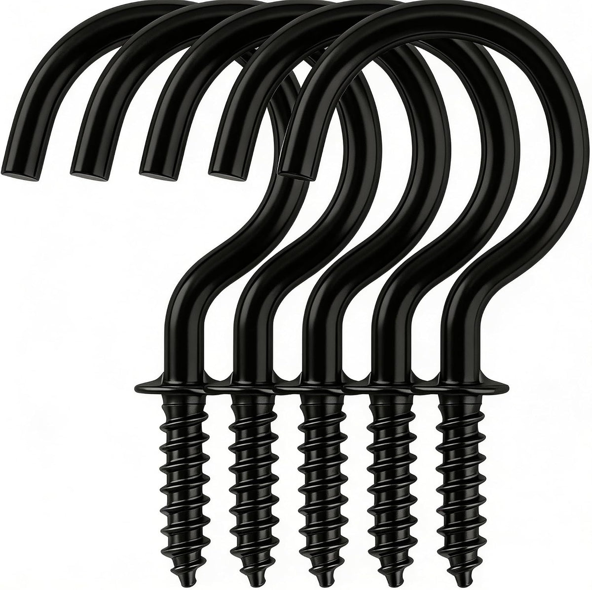 Senkary 120 Pieces 1 Inch Small Screw in Hooks for Hanging, Steel Metal Mini Screw Hooks for Hanging Outdoor String Lights Plants Ceiling Cup Picture Jewelry Ornaments (Black)