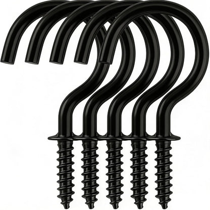 Senkary 120 Pieces 1 Inch Small Screw in Hooks for Hanging, Steel Metal Mini Screw Hooks for Hanging Outdoor String Lights Plants Ceiling Cup Picture Jewelry Ornaments (Black)