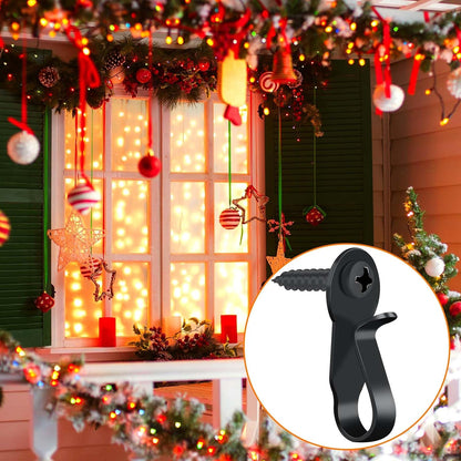 HiGift 36 Pack Light Hanger Hooks, Black Stainless Steel Screw in Hook for Hanging Outdoor Lights, Rope Light Clips for Christmas and Holiday Decor, Wire and Fairy Led Lights