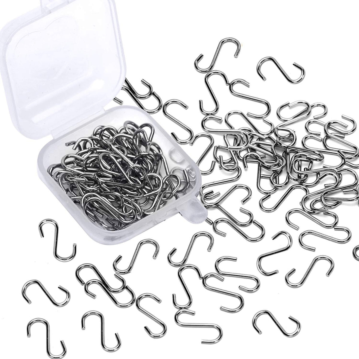 Senkary 100 Pieces 1 Inch Mini S Hooks Small S Hooks Stainless Steel S Shaped Hooks for Ornaments, Jewelry and Hanging (Black)