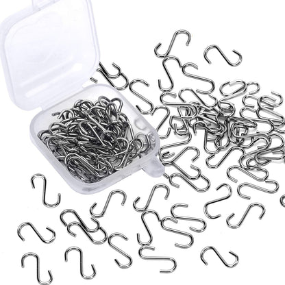 Senkary 100 Pieces 1 Inch Mini S Hooks Small S Hooks Stainless Steel S Shaped Hooks for Ornaments, Jewelry and Hanging (Black)