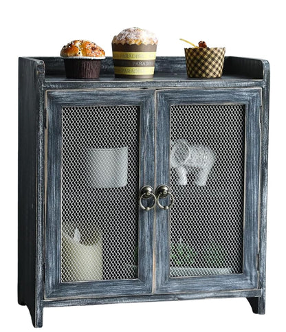 COLLECTIVE HOME - Storage Cabinet, Mini Countertop Cabinet, Wood Organizer for Kitchen Living Room Bedroom Bathroom Office with Magnetic Door, 14.5 x 6.5 x 10 (Brown)