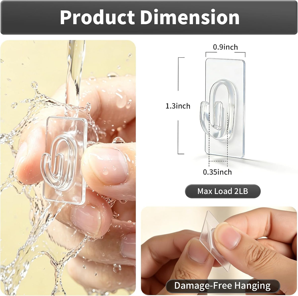 27 Pack Small Adhesive Wall Hooks, Clear Mini Hooks with Adhesive Strips, Damage Free Sticky Hooks for Hanging Decorations,Lights and Cables