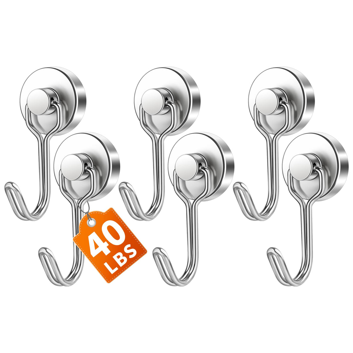 FINDMAG Magnetic Hooks for Cruise Cabins, 6 Pack, 30 LB+, Black