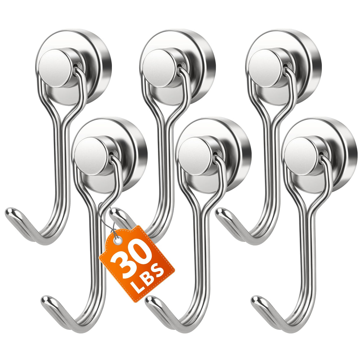 FINDMAG Magnetic Hooks for Cruise Cabins, 6 Pack, 30 LB+, Black