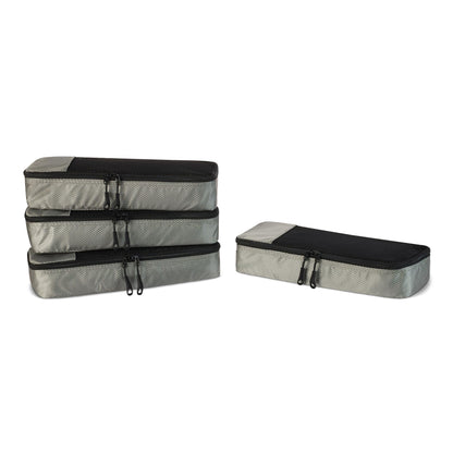 Amazon Essentials 4-Piece Packing Cubes Travel Accessories Set, Space-Saving Luggage Organizer with Double Zipper, Mesh Top Panel, Medium, Gray (Previously Amazon Basics)