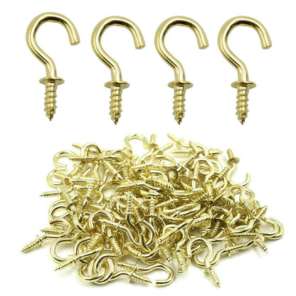 Biaungdo 1/2" Ceiling Cup Hooks, Gold, 100 Pcs