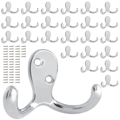 CBWLWJ 10 Pack Coat Hooks Wall Hooks for Hanging, Heavy Duty Double Prong Metal Hook Wall Mounted for Living Room, Bathroom, Kitchen, Bedroom for Coat, Bag, Scarf, Towel, Hat, Key, Cup (Black)