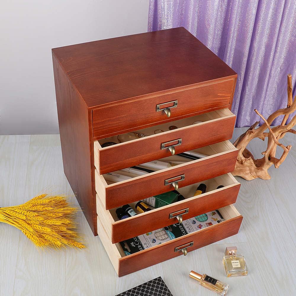 GoooodGift Wooden Drawers Small Wooden Box with Drawer, Brown