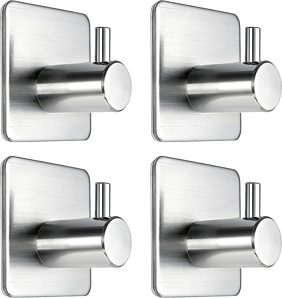 Fotosnow Black Adhesive Towel Hooks Heavy Duty Stick on Wall Hooks Shower Hooks for Bathroom Kitchen Door-4 Packs