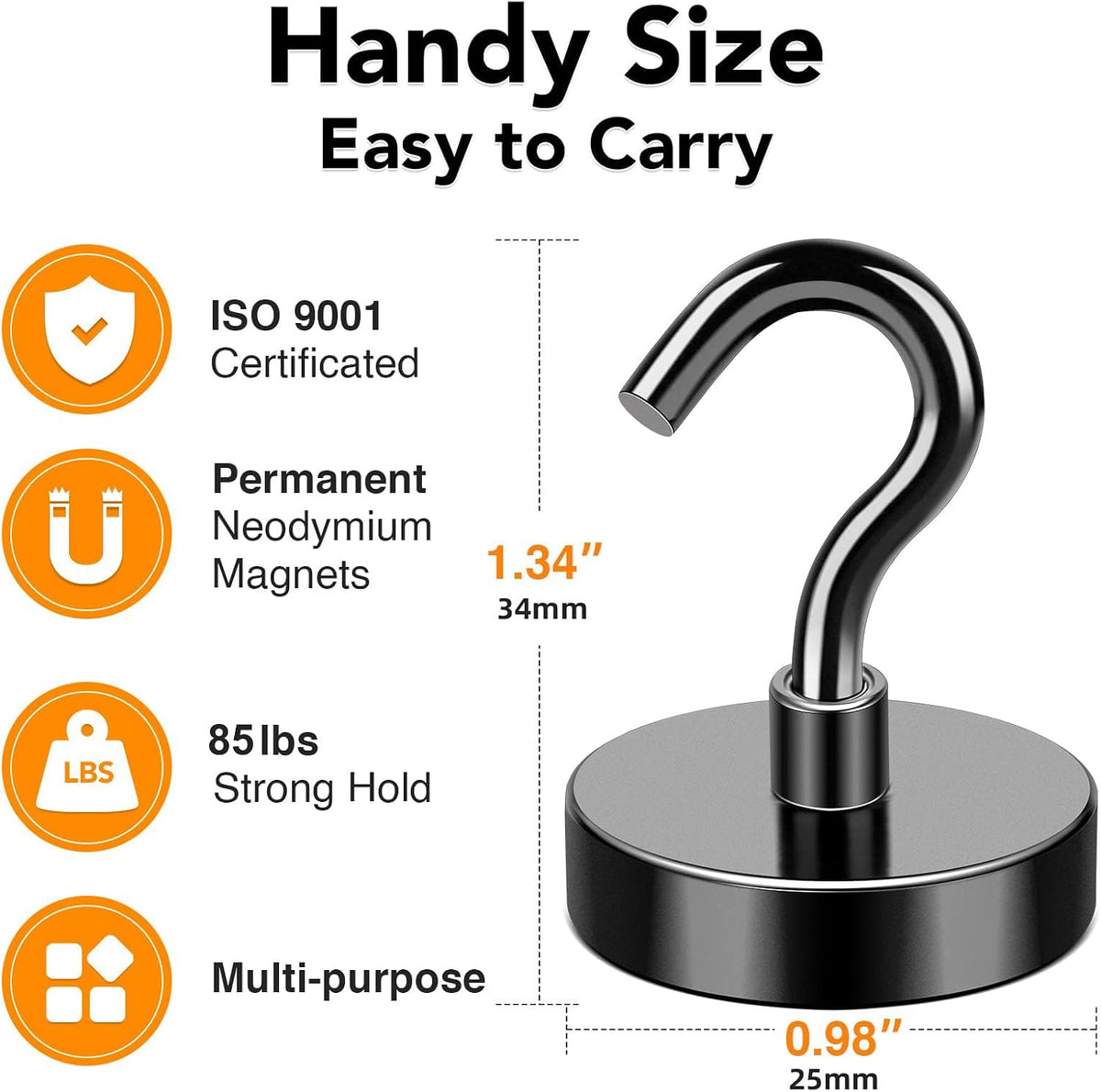 MIKEDE 80LBS Magnetic Hooks, Strong Cruise Cabin Ship Essentials Black