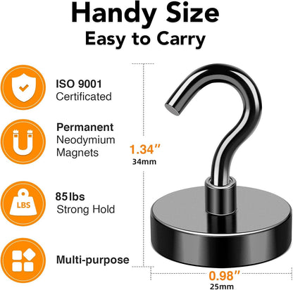 MIKEDE 80LBS Magnetic Hooks, Strong Cruise Cabin Ship Essentials Black