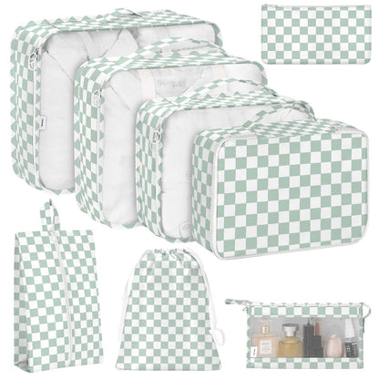 KPX 8 Set Packing Cubes for Travel, Luggage Packing Organizers Accessories Large Toiletries Bag for Clothes Shoes Cosmetics (8Set-Pink Bow)