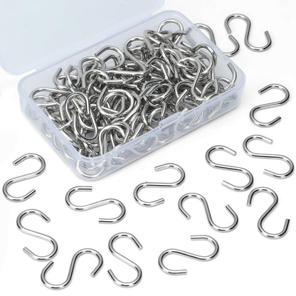 Senkary 100 Pieces 1 Inch Mini S Hooks Small S Hooks Stainless Steel S Shaped Hooks for Ornaments, Jewelry and Hanging (Black)