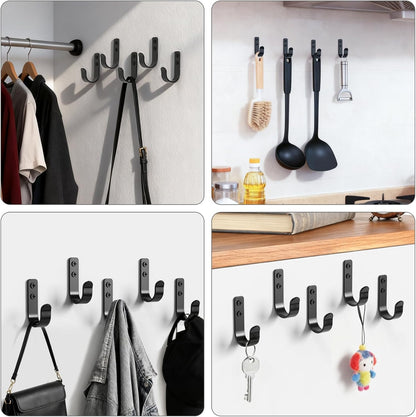 15-Pack Black Metal Wall Mount Hooks for Hanging Coats & Towel