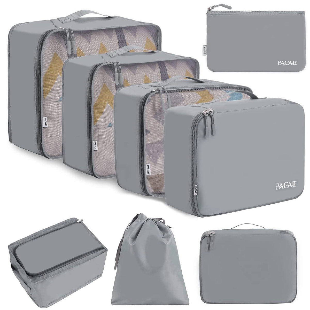 BAGAIL 8 Set Packing Cubes Luggage Packing Organizers for Travel Accessories-Jet Black