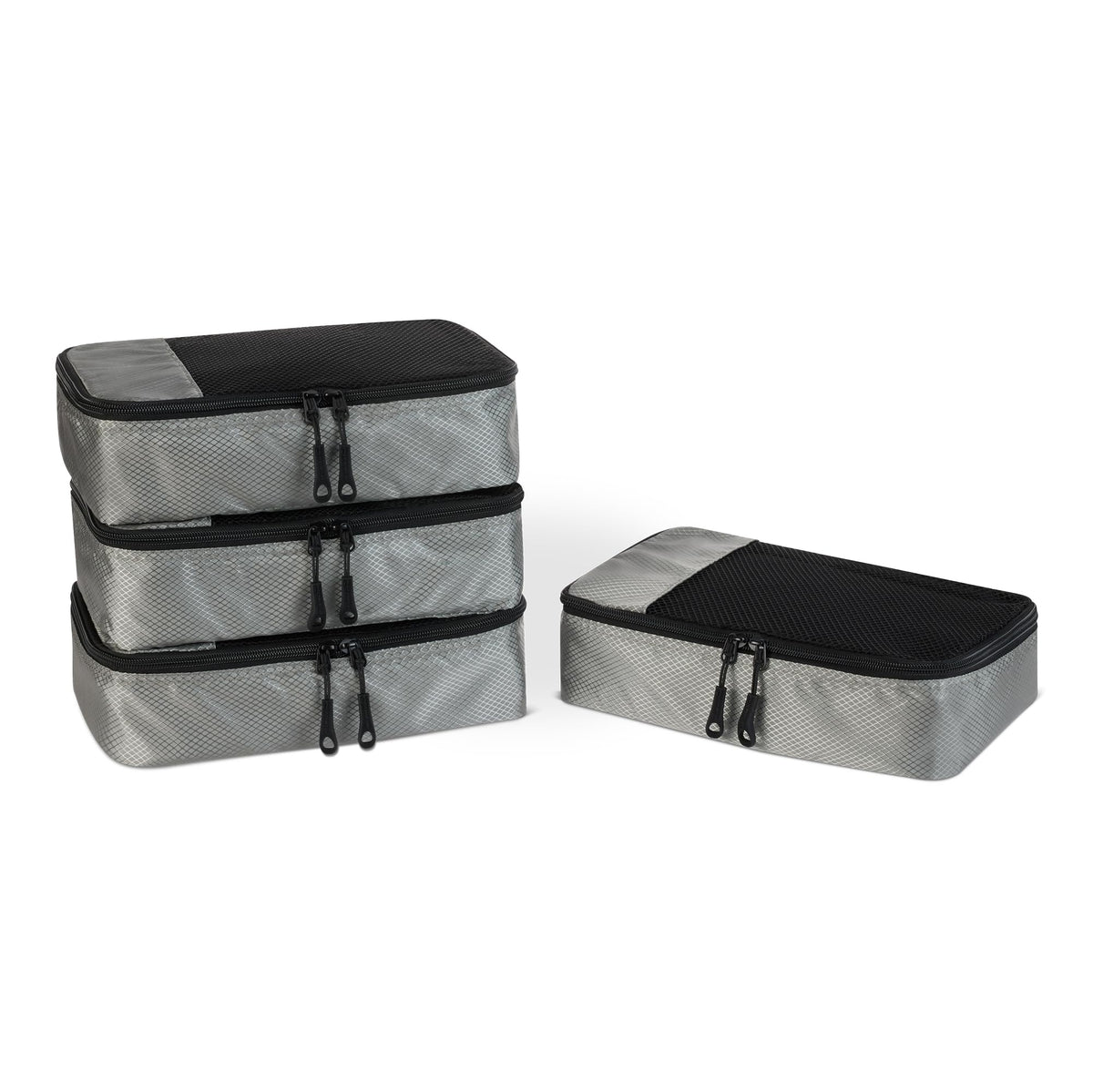 Amazon Essentials 4-Piece Packing Cubes Travel Accessories Set, Space-Saving Luggage Organizers with Double Zipper, Mesh Top, Small/Medium/Large/Slim, Blue (Previously Amazon Basics)