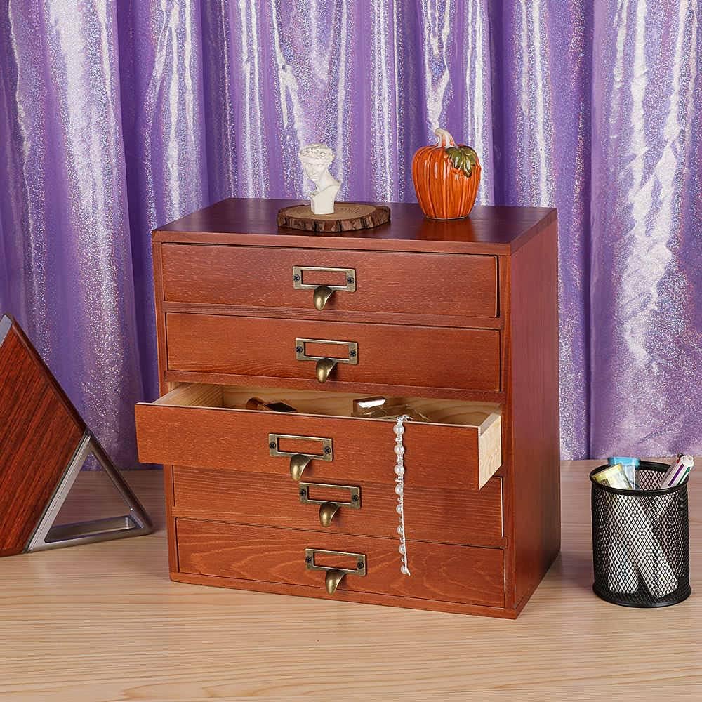 GoooodGift Wooden Drawers Small Wooden Box with Drawer, Brown