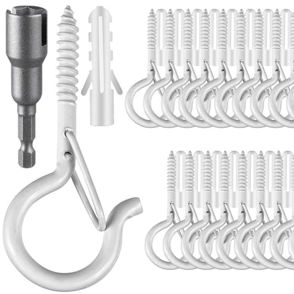 25 PCS Screw Hooks for Outdoor String Lights, Q Hangers String Light Hooks