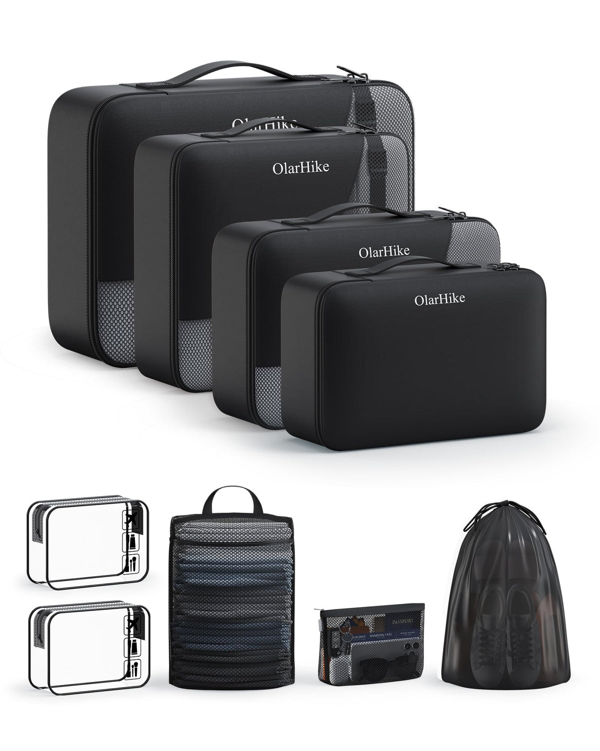 10 Set Packing Cubes for Travel, Gifts for Women Mom,Anti-Tearing Suitcase Organizer for Luggage with Shoe & Hanging Toiletry Bag,OlarHike Vacation Essentials & Accessories for Cruise Ship