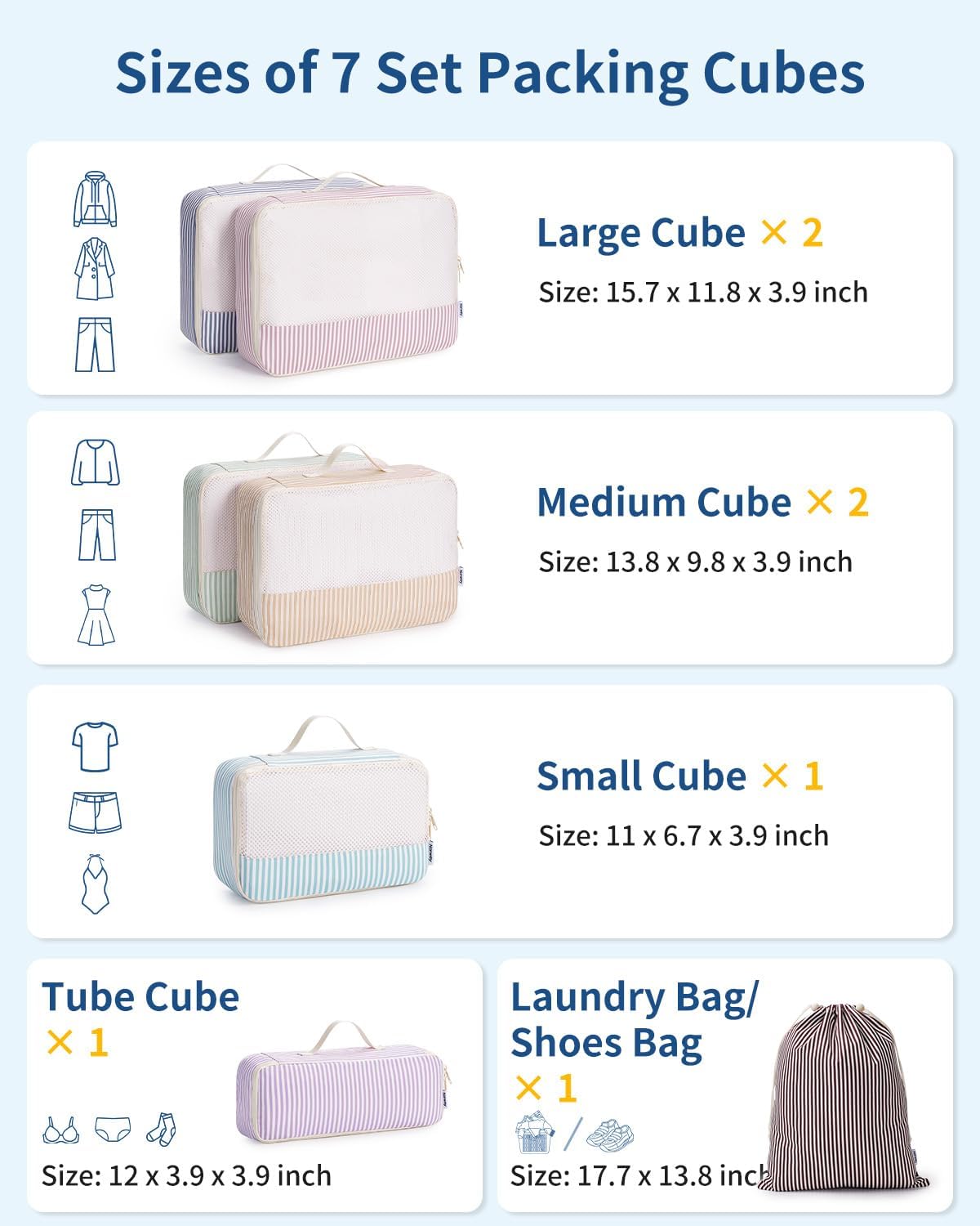 Narwey Packing Cubes for Travel, Luggage Organizer Bags for Women Kids