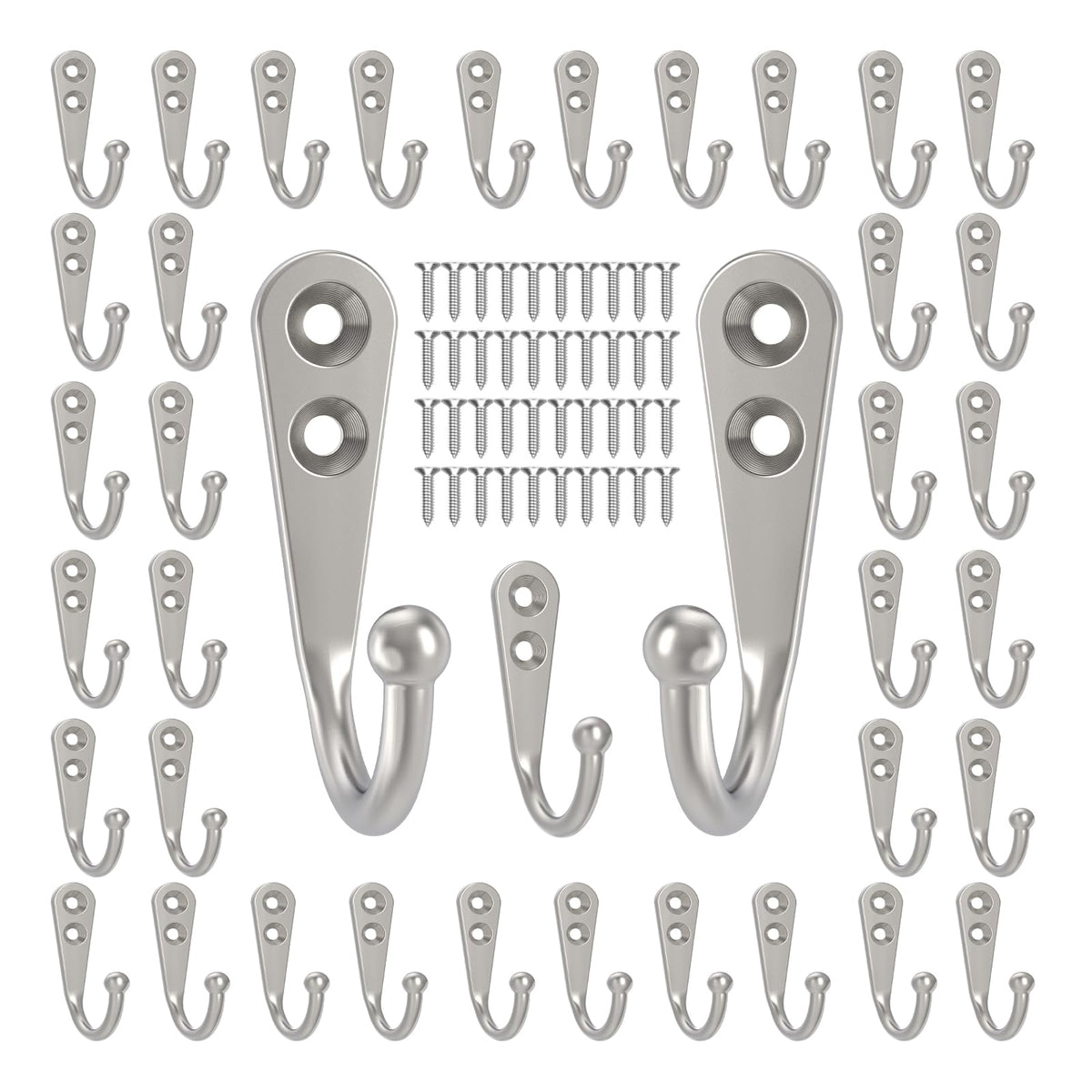 POZEAN Wall Hooks for Hanging, 40 Pack Black Small Coat Hooks with 80 Screws, Heavy Duty Single Prong Wall Hooks for Keys, Cups,Towels,Bag and More