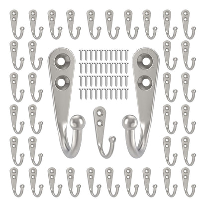 POZEAN Wall Hooks for Hanging, 40 Pack Black Small Coat Hooks with 80 Screws, Heavy Duty Single Prong Wall Hooks for Keys, Cups,Towels,Bag and More