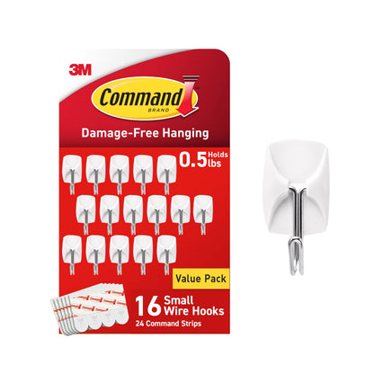 Command Small Wire Toggle Hooks, 32 Count, and 48 Strips, Damage Free Hanging Wall Hooks with Adhesive Strips, No Tools Required for Hanging, Organization and Storage, Holds up to 0.5 lb