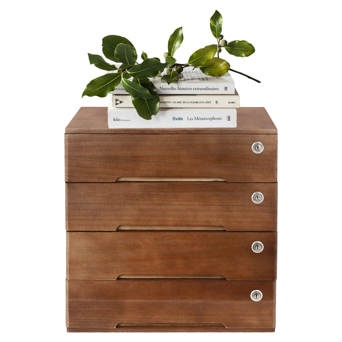 Wooden Desktop File Cabinet, 4-Drawer Lockable Storage Organizer