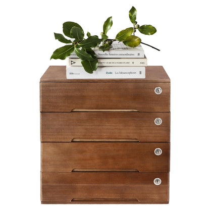 Wooden Desktop File Cabinet, 4-Drawer Lockable Storage Organizer