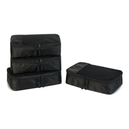 Amazon Essentials 4-Piece Packing Cubes Travel Accessories Set, Space-Saving Luggage Organizer with Double Zipper, Mesh Top Panel, Medium, Gray (Previously Amazon Basics)
