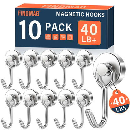 FINDMAG Magnetic Hooks for Cruise Cabins, 6 Pack, 30 LB+, Black