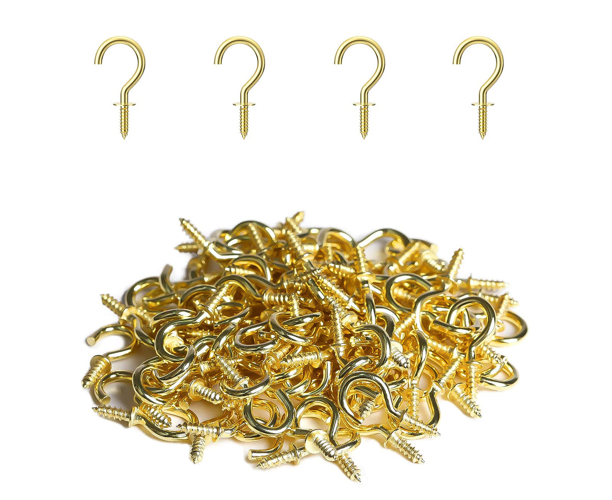 RELBRO Small Screw Hooks, 1/2 Inch Metal Screw in Hooks, Black, 100 Pcs