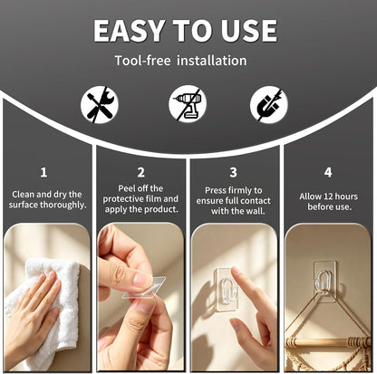 27 Pack Small Adhesive Wall Hooks, Clear Mini Hooks with Adhesive Strips, Damage Free Sticky Hooks for Hanging Decorations,Lights and Cables