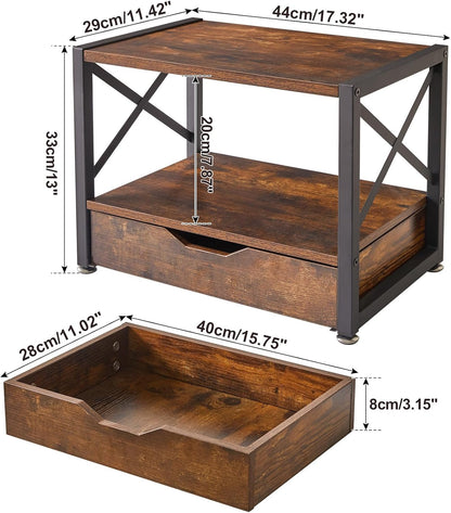 IBUYKE 2 Tier Desktop Printer Stand with Drawer Storage TLJ006H