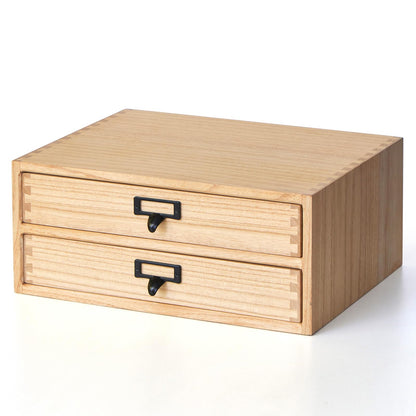 KIRIGEN Solid Wood Desk Organizer with 2 Drawers, Desktop Storage, Brown