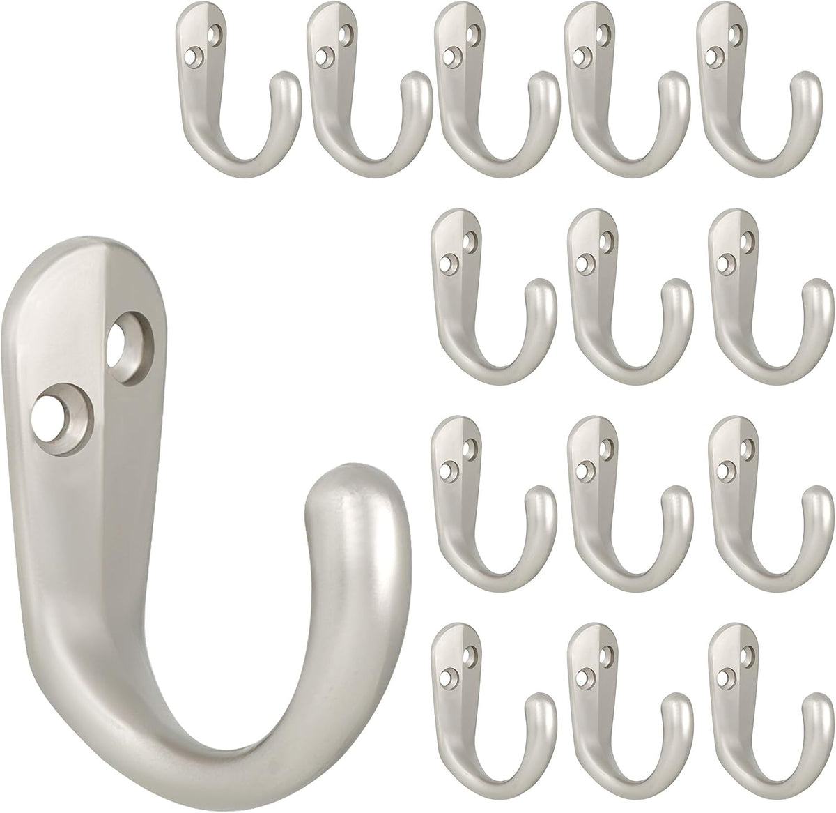 IBosins 15PCS Coat Hooks Wall Mounted Silvery Single Prong Robe Hook