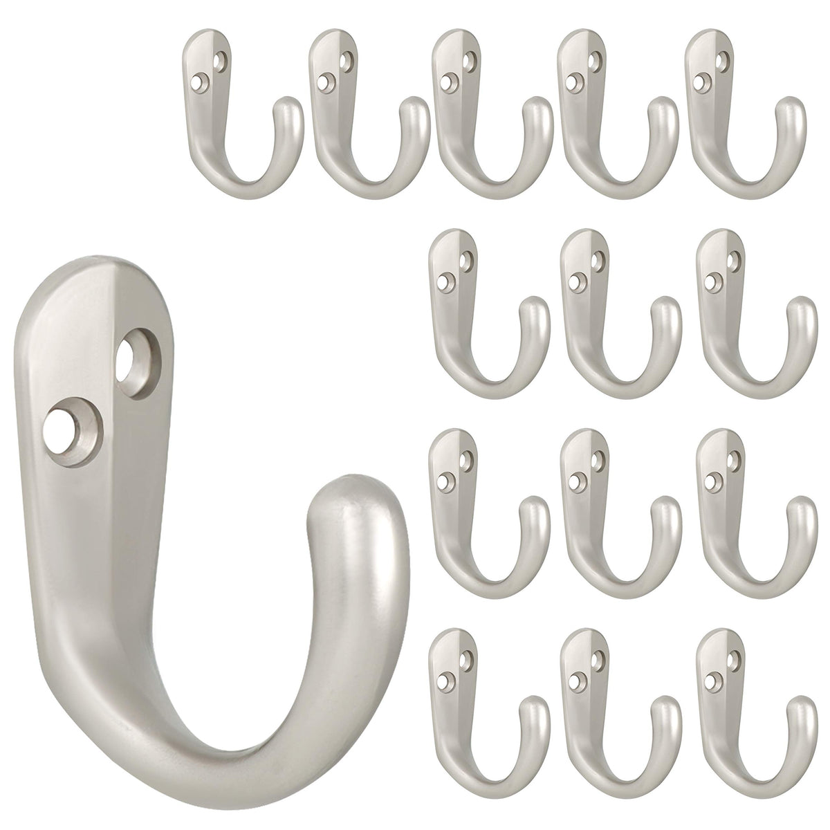 IBosins 15PCS Coat Hooks Wall Mounted Black Single Prong Robe Hook