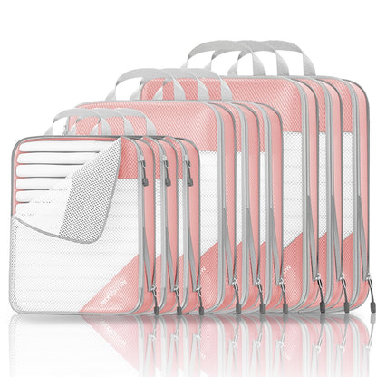 NICOSHOW 6 Set Compression Packing Cubes for Travel - Compressible, Lightweight, and Space-Saving Packing Cubes, Travel Essentials for Women, Grey